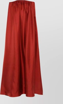 Max Mara strapless satin floor-length dress with gathered neckline