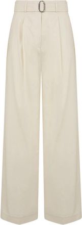 Moorer Lorian Wijde Broek - Dames - Wijde Broeken - Beige - XS - Katoen - Broeken