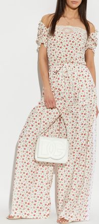 Dolce & Gabbana Silk Top With Floral Motif, Womens, Cream