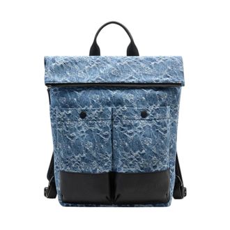 Dondup Backpacks, male, Blue, Size: ONE SIZE Jacquard Denim Backpack
