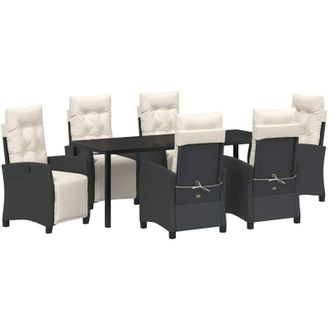 vidaXL Conjunto De Comedor De Jard&iacute;n 7 Pcs Negro Rat&aacute;n Sint&eacute;tico Vidaxl