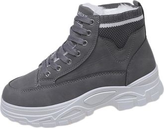 Generic Gray Ladies Comfortable Ankle Boots Round Toe Thick Sole Warm and Versatile for Casual Outfits and Daily Use