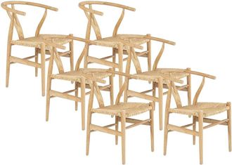 VENTE-UNIQUE.COM Set de 6 sillas madera maciza color natural claro