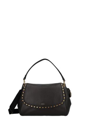 Isabel Marant Black Smooth Lambskin Gold-Accent Shoulder Bag