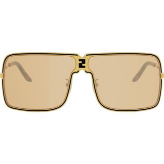 Fendi ness 67.2mm Oversize Mask Sunglasses in Shiny Endura Gold/roviex at Nordstrom