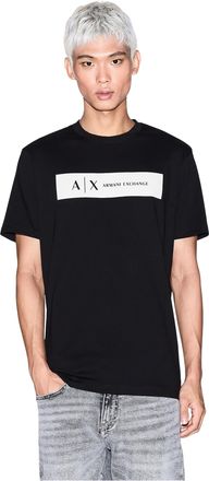 A|X Armani Exchange Mens Short Sleeve Contrast Logo T-Shirt, Black, XXL