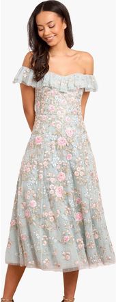 Needle & Thread Antoinettes Floral Ballerina Midi Dress in French Blue at Nordstrom, Size 2
