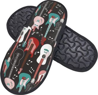 Generic Sliders Rock And Roll Guitars Comfy Slippers Portable Cotton Slippers For Big Kid Adult Indoor M
