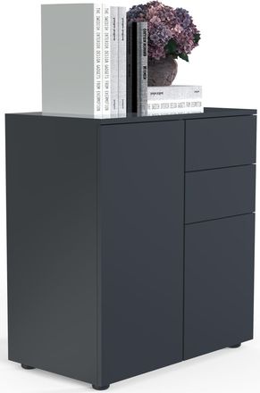 ebuy24 Vcm Caja De Cajones De Madera Sideboard Con 2 Puertas Giratorias Y Dos Cajones Dimensiones Al. 77 X An. 70 X T. 39cm - Dalosa (antracita)