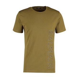 Balmain T-Shirts, male, Green, 2XL, Embossed Logo T-Shirt