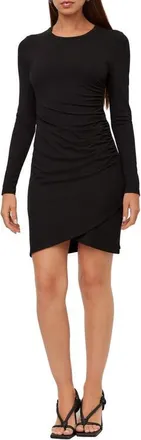 Fifteen Twenty Side Shirred Long Sleeve Minidress in Black at Nordstrom, Size X-Small