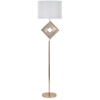 Dmora L&aacute;mpara De Pie Inchiostro, Luz De Suelo, L&aacute;mpara De Piso, L&aacute;mpara Est&aacute;ndar, 40x40 H161 Cm, Blanco Y Oro - Dmora