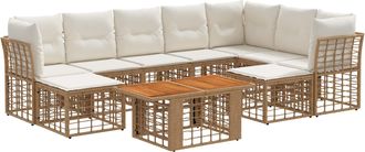 vidaXL Conjunto De Sof&aacute;s De Jard&iacute;n 10 Uds. Natural Y Crema Vidaxl