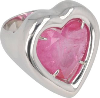 AMBUSH Womens Heart-Stone Ring In Silver