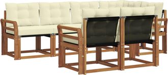 vidaXL Vidaxl Conjunto De Sof&aacute;s De Exterior 7 Uds. Natural Y Crema