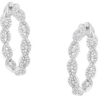 House of Brilliance 10K White Gold 1 1/2 cttw Diamond Hoop Earrings at Nordstrom