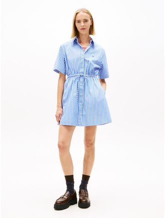 Tommy Hilfiger Womens Tommy Jeans Stripe Mini Shirtdress - Blue - XL