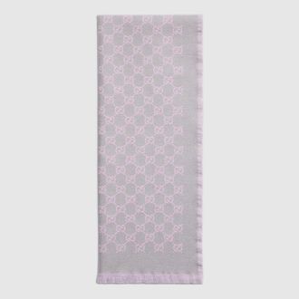 Gucci GG Wool Viscose Lam&eacute; Scarf, Grey