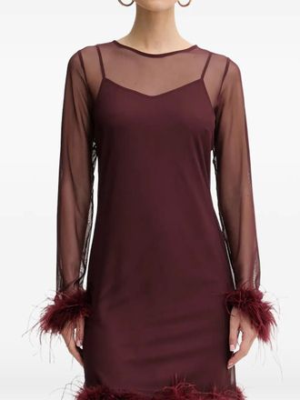 Never Fully Dressed Mini-jurk met veren afwerking - Rood