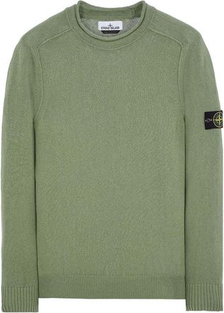 Stone Island Logo Patch Crewneck Knitted Jumper Green 7815528D3-V0055