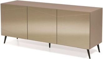 Capodarte Madia credenza a 3 ante in vetro specchio bronzo scocca tortora e 5 piedini iside