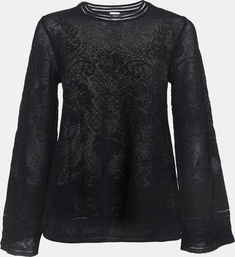 M Missoni Black Floral Stretch Lace Top