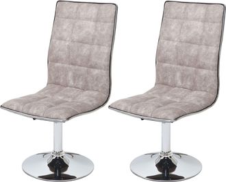 Hhg Hhg - Juego De 2 Sillas De Comedor 616, Silla De Cocina, Altura Regulable Giratoria, Tela/textil Mvg, Vintage Pebble Grey