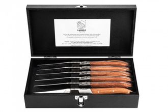 OEM Cuchillos Para Carne Laguiole Luxury Line, Madera De Pakka, 6 Piezas. Elegante Caja De Regalo