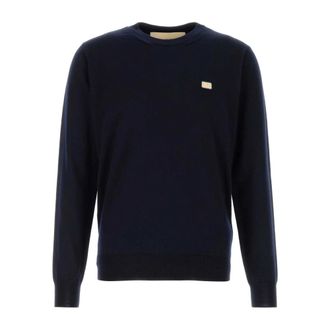 Valentino Garavani Round-neck Knitwear, male, Blue, Size: XL Wool VLogo Sweater