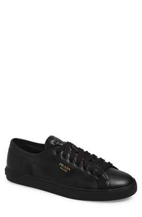 Prada Smooth Sneaker in Nero at Nordstrom, Size 10.5Us