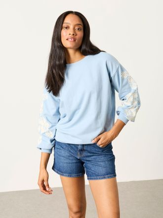 Fat Face FatFace Alex Pale Blue Sleeve Detail Crew