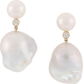 Sophie Bille Brahe 14K Yellow Gold Venus Diamant Diamond And Pearl Drop Earrings - Womens - 14kt Gold