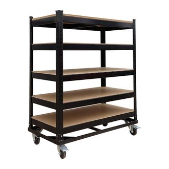 Relaxdays Relaxdays Carro 5 Niveles (estantes), Ruedas Y Freno, Hasta 750 Kg, 110x90x45 Cm, Carro De Taller M&oacute;vil, Acero Negro