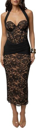 JLUXLABEL Royal Romance Halter Dress in Black at Nordstrom, Size X-Small