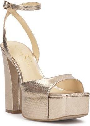Jessica Simpson Lirio Ankle Strap Platform Sandal in Solid Gold at Nordstrom Rack, Size 7.5