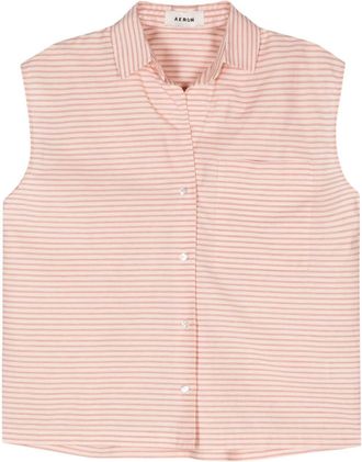 Áeron Island sleeveless striped shirt - women - Linen/Flax/Cotton/Fabric - 38 - Pink