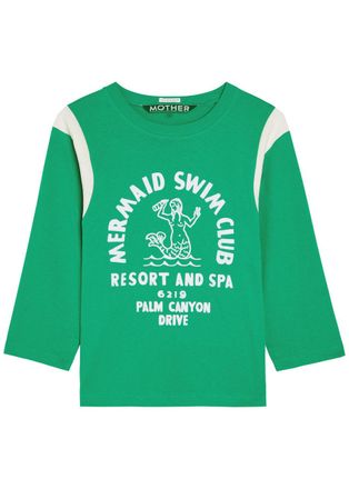 Mother The Better Half Insert Appliqu&eacute;d Cotton T-shirt - Green - S (UK8-10 / S)