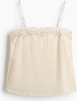 H&M Tr&auml;gertop mit Spitze - Cremefarben