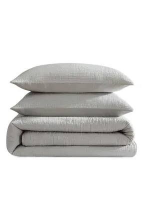 Calvin Klein Textured Cotton Duvet & Shams Set in Grey at Nordstrom, Size Queen