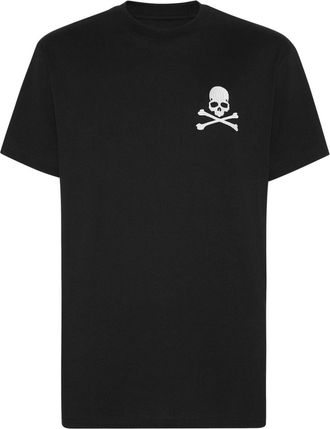Philipp Plein skull-embroidery cotton T-shirt - men - Polyester/Cotton - M - Black