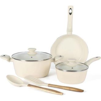 Gibson Home Plaza Cafe 7 Piece Forged Aluminum Cookware Set in Linen at Nordstrom