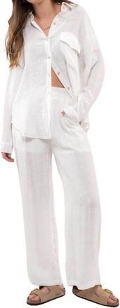 Blu Pepper Breezy Oversized Button Down Shirt In White