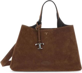 Tod's Tassen, Dames, Bruin, ONE Size, Tote Bag met Embossed Logo