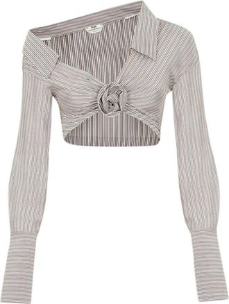 Fendi Striped Silk Crop Top Size L