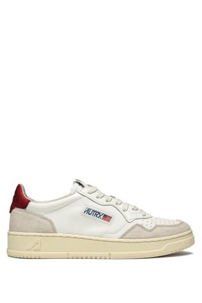 Autry White Medalist Red Trim Sneakers