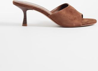 Mango Sabot con tacco in 100% pelle scamosciata marrone