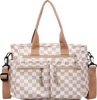 Generic Cymwer Plaid Pattern Crossbody Bag Large Capacity Travel Checkered Tote Handbag (Brown) (Style 4)