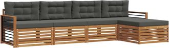 vidaXL Conjunto De Sof&aacute;s De Exterior 5 Uds. Natural Y Antracita Vidaxl