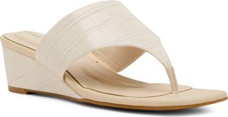 Anne Klein Willing Wedge Sandal in Bone Croco at Nordstrom, Size 5.5