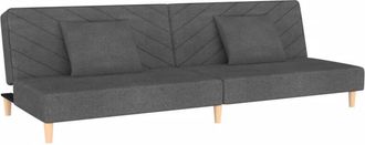 vidaXL Sof&aacute; Cama De 2 Plazas Con Dos Almohadas Tela Gris Oscuro Vidaxl